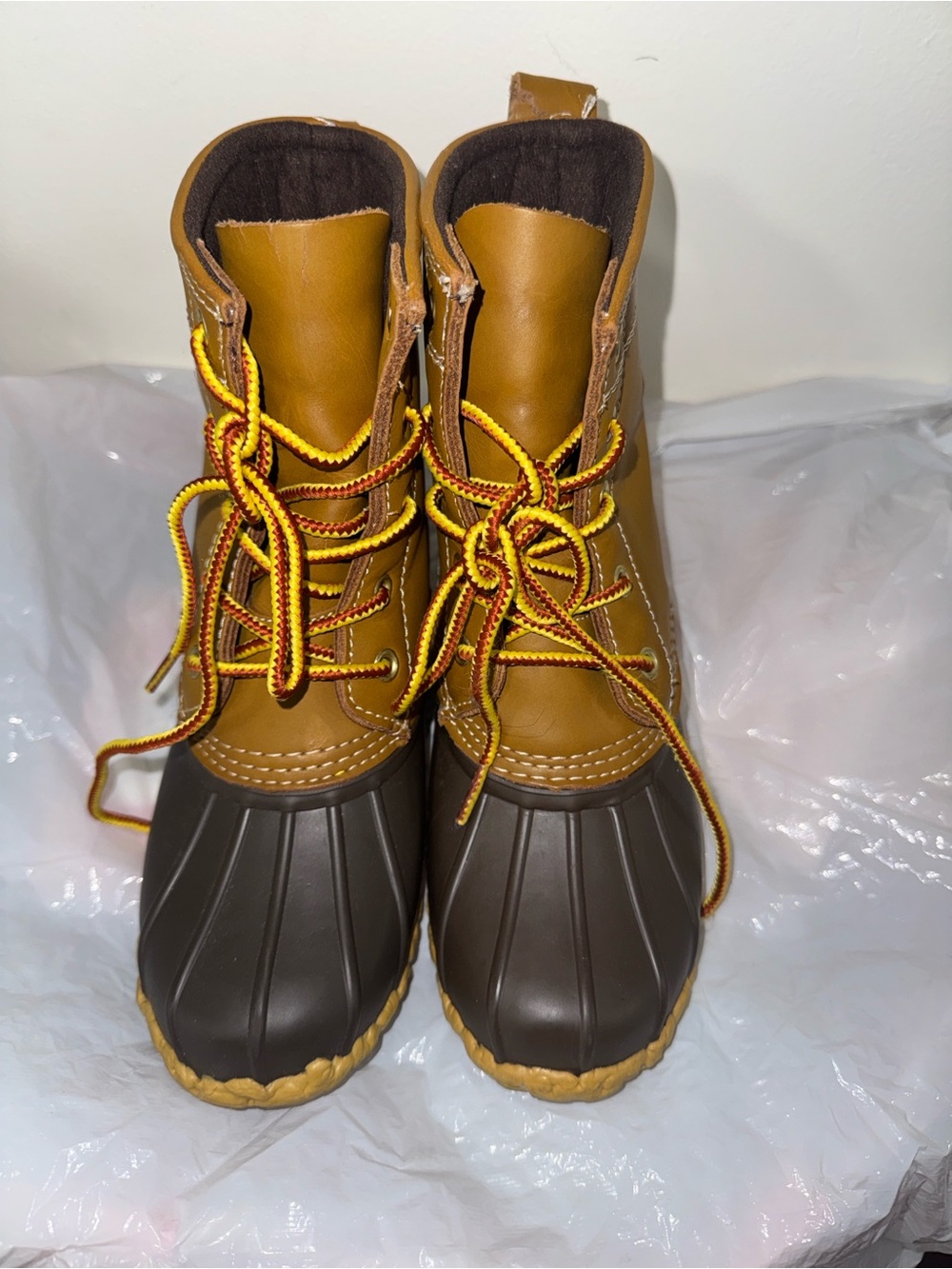 Ralph Lauren Brown and Yellow Leather Boot Collar